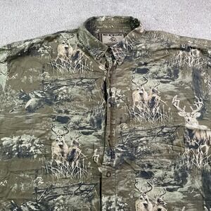 Bit and Bridle Shirt Mens 2XL XXL Brown Deer Print Hunting Outdoors Short Sleeve